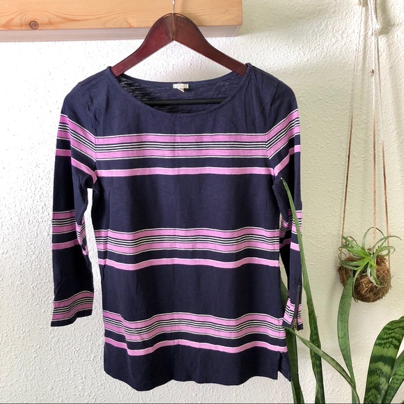 J Crew Navy/Orchid top - Picture 1 of 8